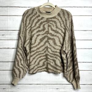 Fate Mock Neck Zebra Print Sweater Size Large